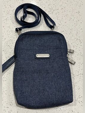 Baggallini Crossbody Bag RFID Multipocket Adjustable Shoulder Strap Denim Blue